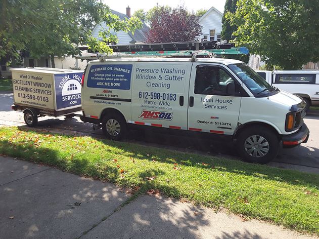 A work van parked on the street