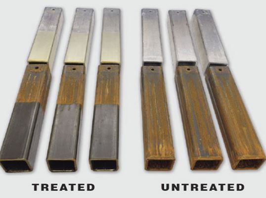 The difference between a car parts being treated and untreared