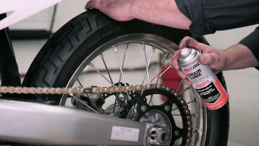 Use AMSOIL Dirt Bike Chain Lube to the dirt bike chain