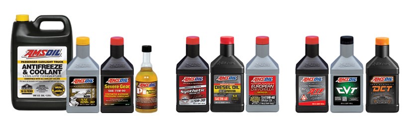 Amsoil synthetic engine oils product range bottles